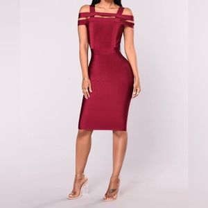 Fashion nova burgundy bandage dress